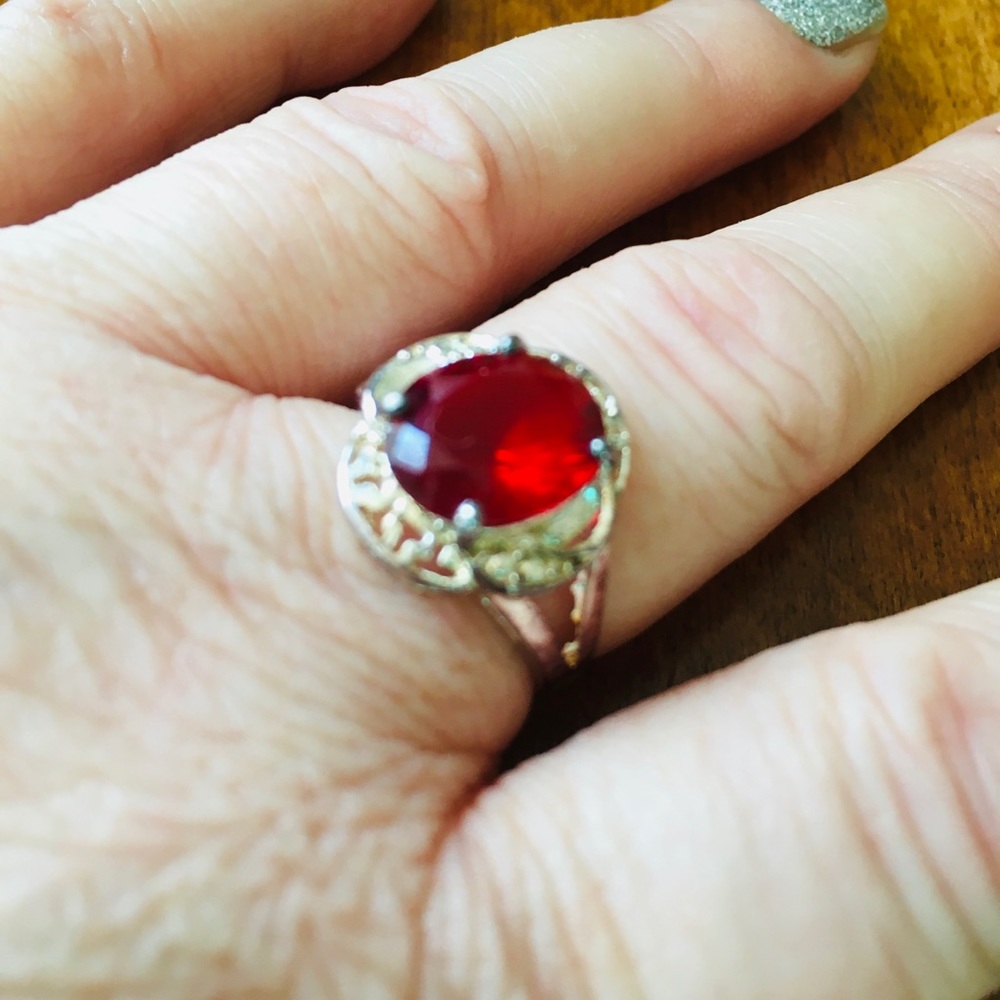 Sterling Silver July Ruby Birthstone Ring